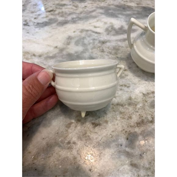 Vintage Belleek Aberdeen Kettle Pot Creamer and Bowl #Rare Find #Belleek - Picture 2 of 8